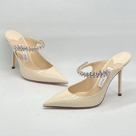 Jimmy Choo Bing 100MM Embellished Patent Leather Mules size 37 - Picture 11 of 15